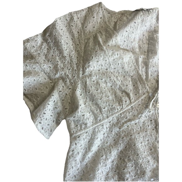 Madewell Tie-Front Top in Eyelet White Size XL Beachy Boho Cotton Vacation - Picture 4 of 9